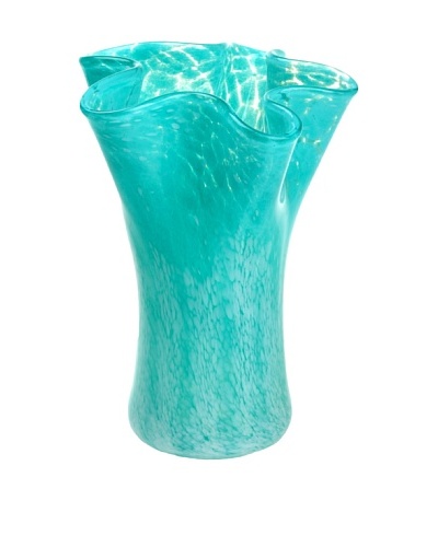 Meridian Glass Hand-Blown Flower Vase, Tiffany Blue/White