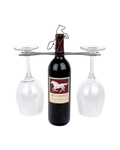 Metrotex Steel Equestrian 2-Stem Bottle Topper, Raw Steel