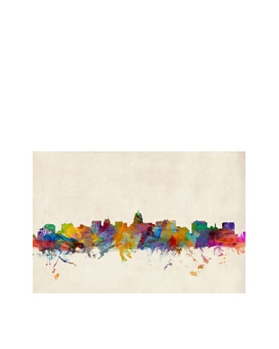 Trademark Fine Art Madison Watercolor Skyline by Michael Tompsett