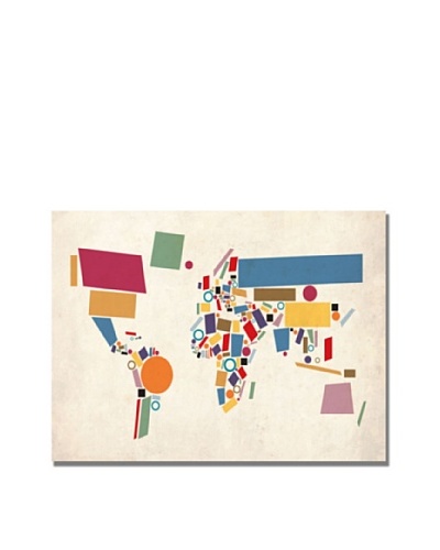 Michael Tompsett Abstract Shapes World Map Print on Canvas