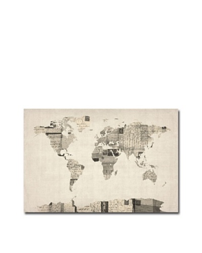 Michael Tompsett Vintage Postcards World Map Print on Canvas