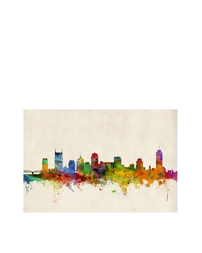 Trademark Fine Art Nashville Watercolor Skyline by Michael Tompsett