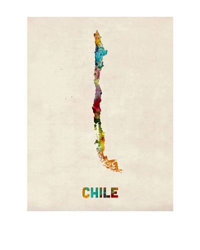 Trademark Fine Art Chile Watercolor Map by Michael Tompsett