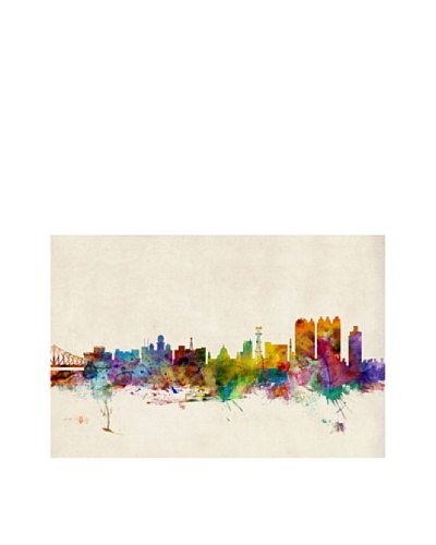 Trademark Fine Art Calcutta Watercolor Skyline by Michael Tompsett