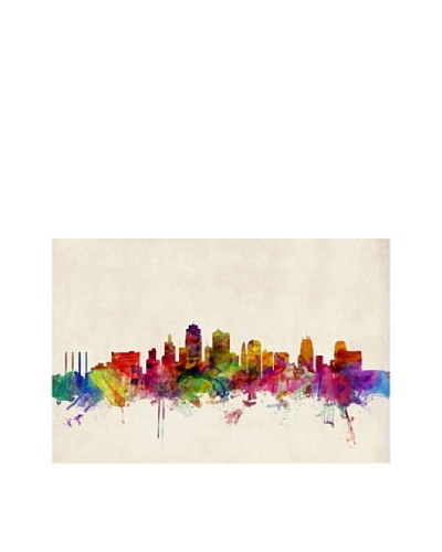 Trademark Fine Art Charlotte Watercolor Skyline by Michael Tompsett