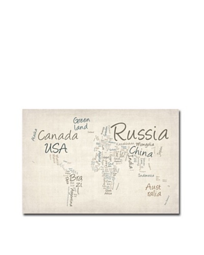 Michael Tompsett Typography World Map Canvas Art