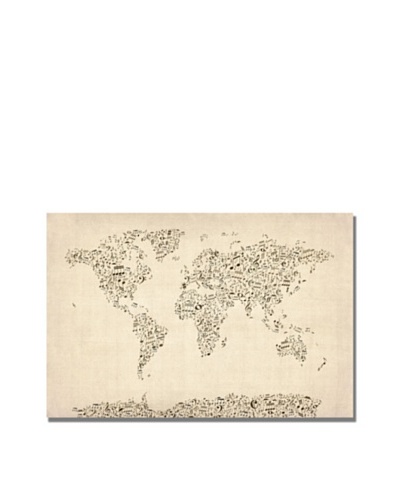 Michael Tompsett Music Note World Map Canvas Art
