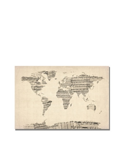 Michael Tompsett Old Sheet Music World Map Canvas Art