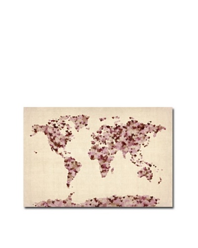 Michael Tompsett Vintage Hearts World Map Canvas Art