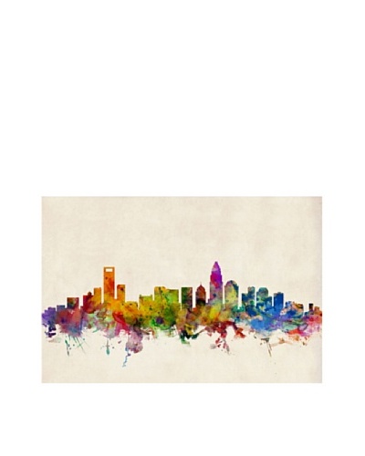 Trademark Fine Art Charlotte Watercolor Skyline by Michael Tompsett