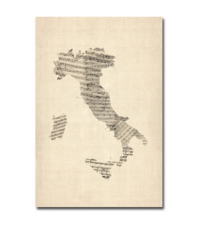 Michael Tompsett Italy Old Sheet Music Map Canvas Art