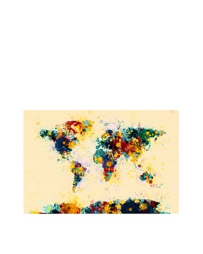 Trademark Fine Art World Map Paint Splashes by Michael Tompsett