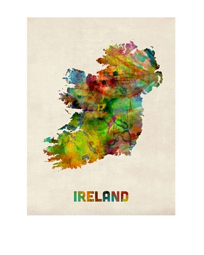 Trademark Fine Art Ireland Watercolor Map by Michael Tompsett