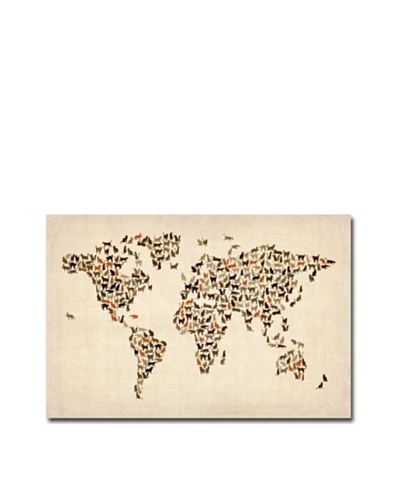 Michael Tompsett World Map of Cats Canvas Art