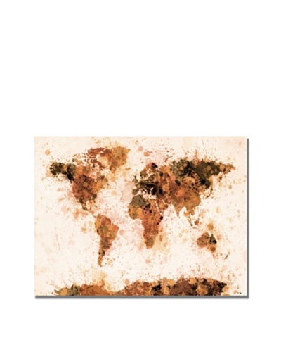 Michael Tompsett Bronze Paint Splash World Map Canvas Art