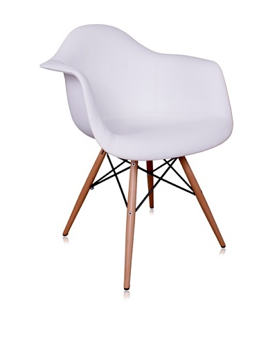 Control Brand Mid Century-Inspired Arm Chair with Vinyl-Covered Seat, White