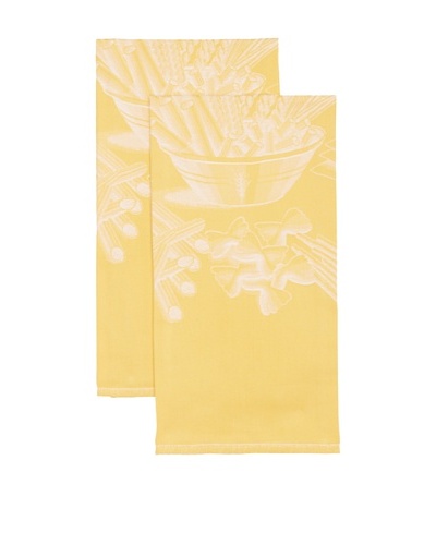 Mierco Fine Linens Set of 2 Pasta Jacquard Tea Towels, Yellow, 23″ x 32″