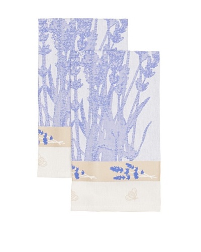 Mierco Fine Linens Set of 2 Lavender Fields Jacquard Tea Towels, Lavender/Taupe, 26″ x 26″