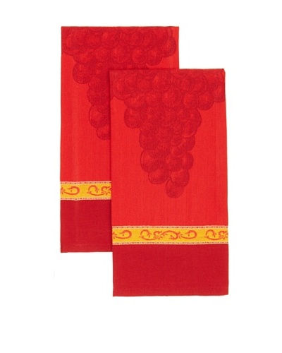 Mierco Fine Linens Set of 2 Grape Jacquard Tea Towels, Burgundy, 20″ x 28″