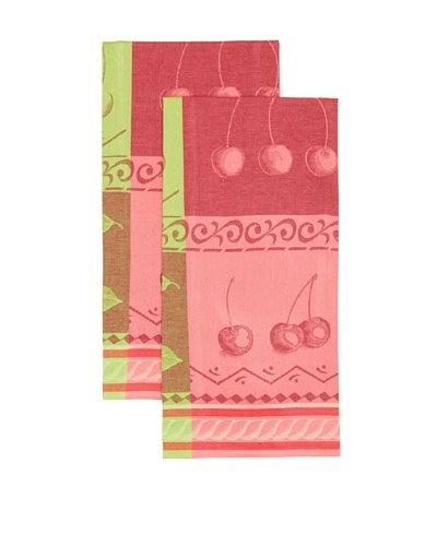Mierco Fine Linens Set of 2 Cherries Jacquard Tea Towels, Red/Green, 23″ x 32″As You See