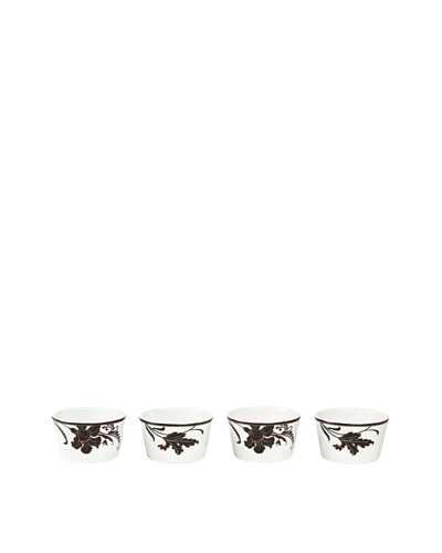 Mikasa Set of 4 Cocoa Blossom Ramekins, White/Dark Brown