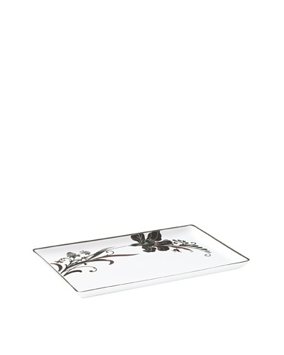 Mikasa Cocoa Blossom 14 Rectangular Tray, White/Dark Brown