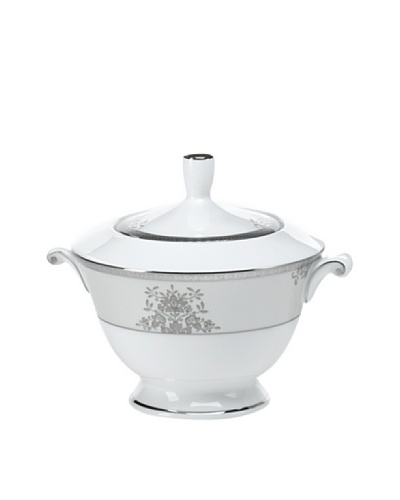 Mikasa Floral Elegance Covered Sugar Bowl, White/Platinum