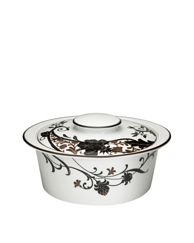 Mikasa Cocoa Blossom Round 2-Qt. Casserole with Lid, White/Dark Brown