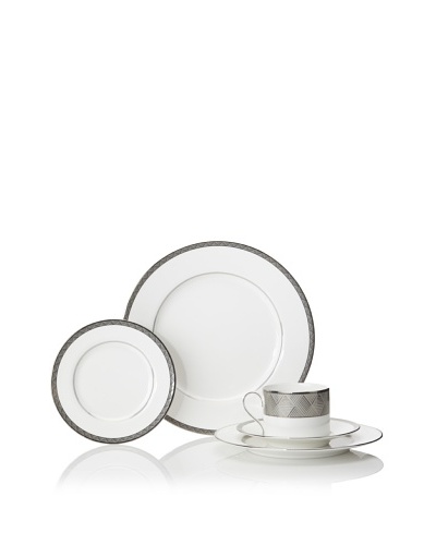 Mikasa 5-Piece Astor Place Place Setting, White/Off-White/Platinum