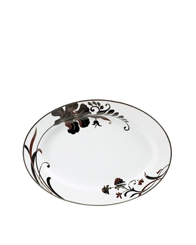 Mikasa Cocoa Blossom Oversize 16 Oval Platter, White/Dark Brown