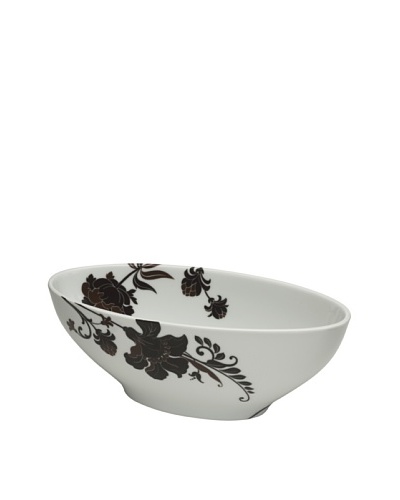 Mikasa Cocoa Blossom Narrow 8 Oval Serve Bowl, White/Dark Brown