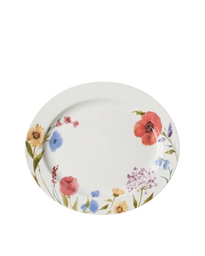 Mikasa 15″ Garden Palette Floral Oval Platter, White/Multi