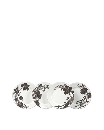 Mikasa Set of 4 Cocoa Blossom Accent Plates, White/Dark Brown