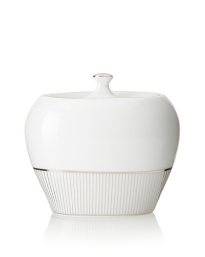 Mikasa 4″ Platinum Shimmer Covered Sugar Bowl, White/Platinum