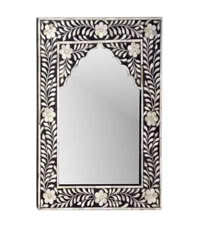 Mili Designs Small Arch Bone Inlay Mirror, Black