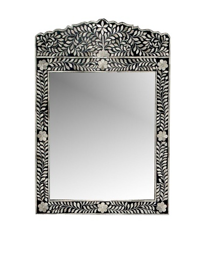 Mili Designs Crown Bone Inlay Mirror, Black