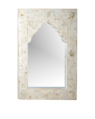 Mili Designs Arch Bone Inlay Mirror, White/White