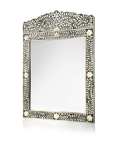 Mili Designs Overlay Bone Inlay Mirror, Black