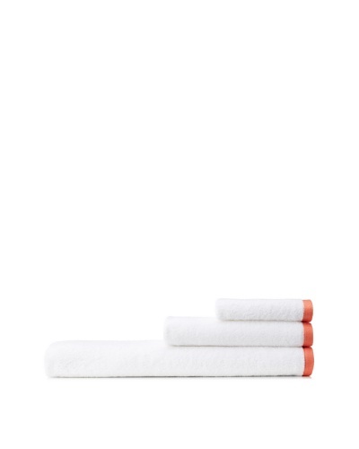 Mili Designs NYC Basic Towel Set with Contrast Border, White/Orange