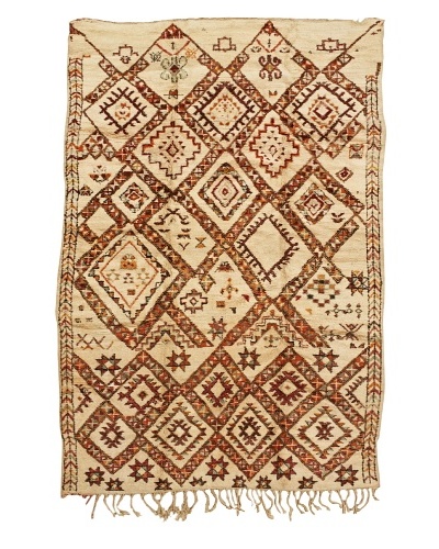 Mili Designs NYC Moroccan Beni Ourain, Cream/Orange/Red, 6' 1 x 9' 2