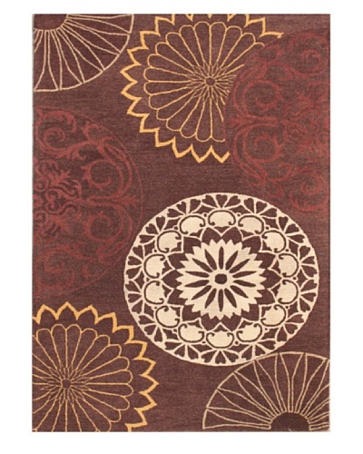Mili Designs NYC Circle Of Life Patterned Rug, Rust/Multi, 5′ x 8′