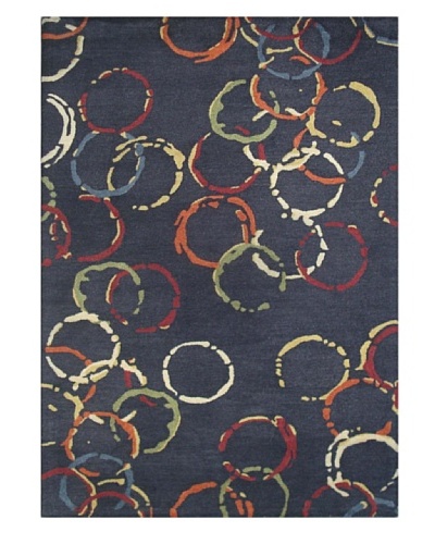 Mili Designs NYC Water Patterned Rug, Blue/Multi, 5′ x 8′