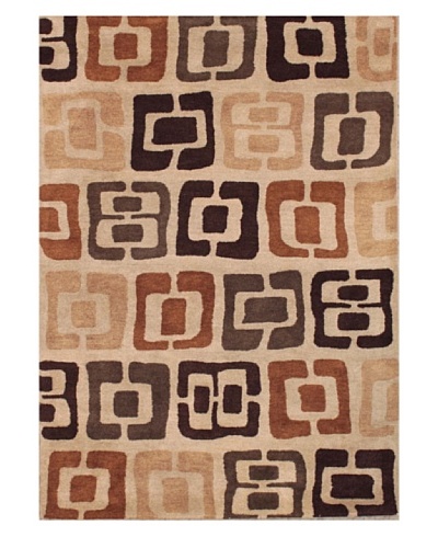 Mili Designs NYC Stamp Patterned Rug, Tan/Multi, 5′ x 8′