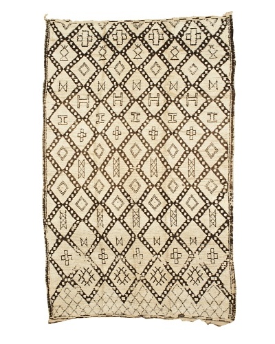 Mili Designs NYC Moroccan Beni Ourain, Ivory/Brown, 5′ 1″ x 9′ 1″