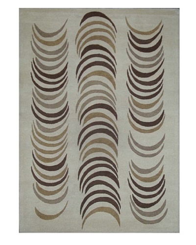 Mili Designs NYC Feather Patterned Rug, Cream/Multi, 5′ x 8′