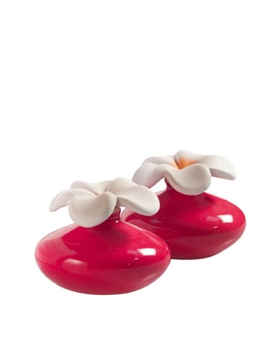 Millefiori Milano Set of 2 Mini Porcelain Flower Diffusers, Red