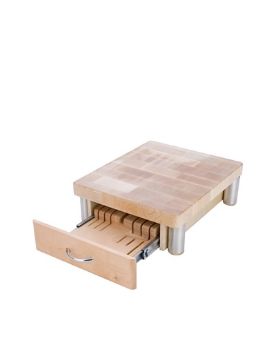 MIU France Maple Cutting Board with 7-Slot Knife Drawer