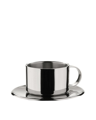 MIU France  Set of 4 Stainless Steel Espresso Cups and Saucers