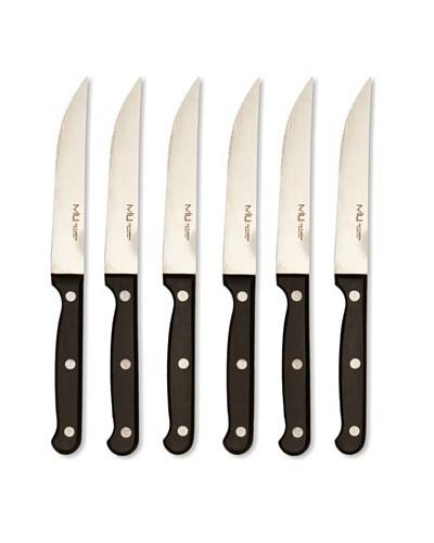 MIU France 6-Piece Gourmet Steak Knife Set, Silver/Black