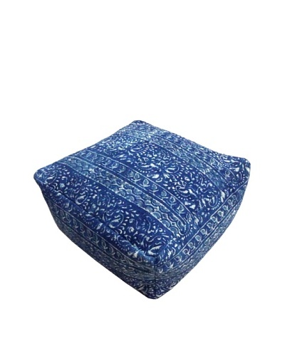 Modelli Creations Natural Fiber Square Dhurrie Pouf, Blue